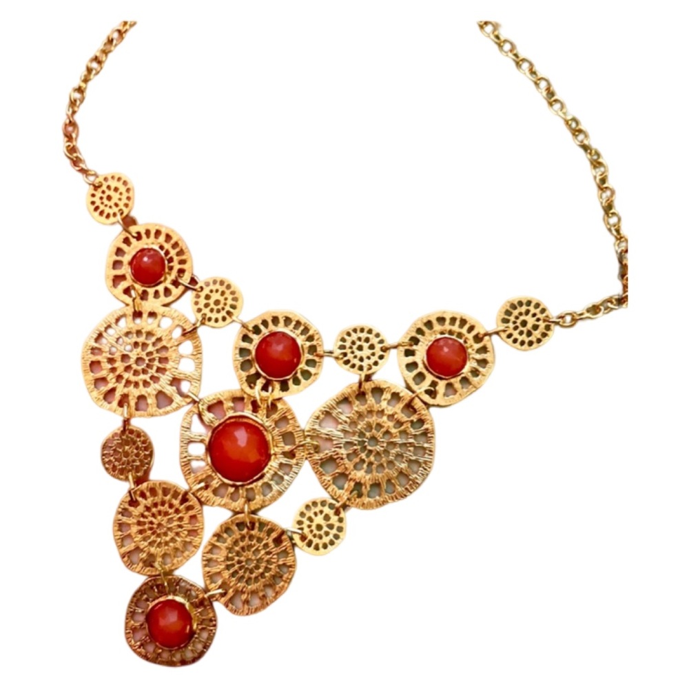 Charming Charlie Gold Necklace & Earrings Set